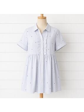 Kate Spade Striped Button Down Mini Shirt Dress Hearts Blue White Cotton Small